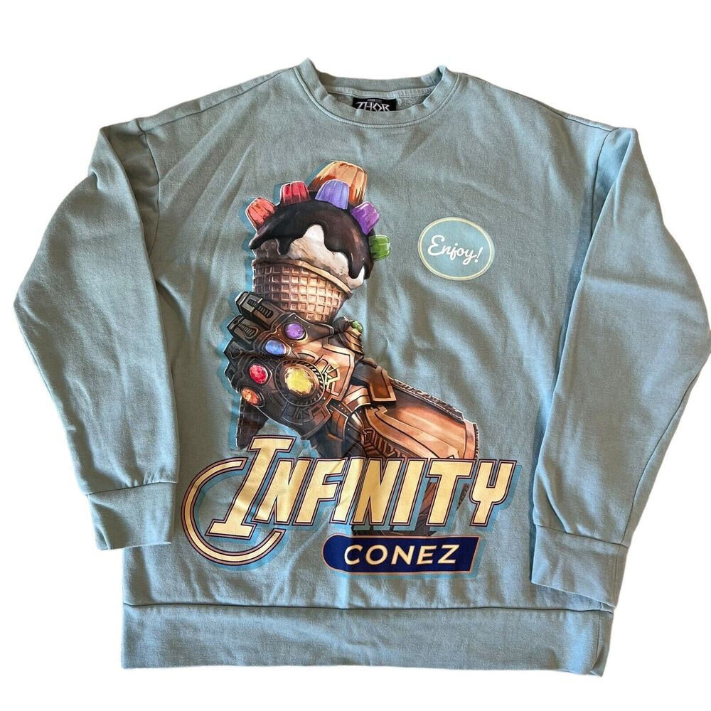 THOR Marvel Love & Thunder Infinity Conez‎ Sweater Pull Over Sz. XS Disney